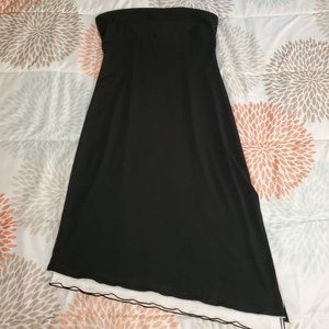 Vintage Express Strapless Asymmetric Dress - Black White